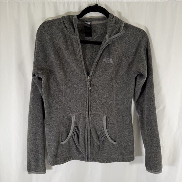 North Face Hoodie Women's Small Solid Grey Full Zip Pockets Soft Fleece - Picture 1 of 11